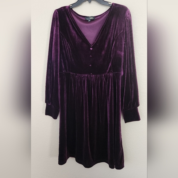 XL Suzanne Betro Plum Velour Dress - Picture 1 of 5